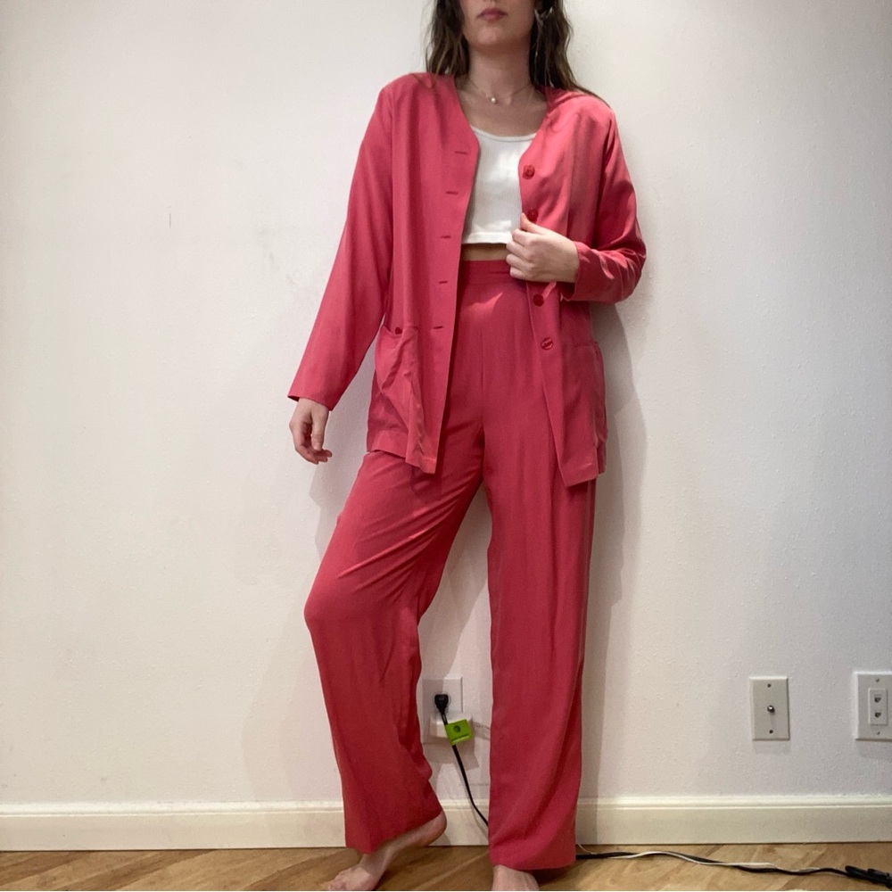 Vintage Pink Blazer Pants Set